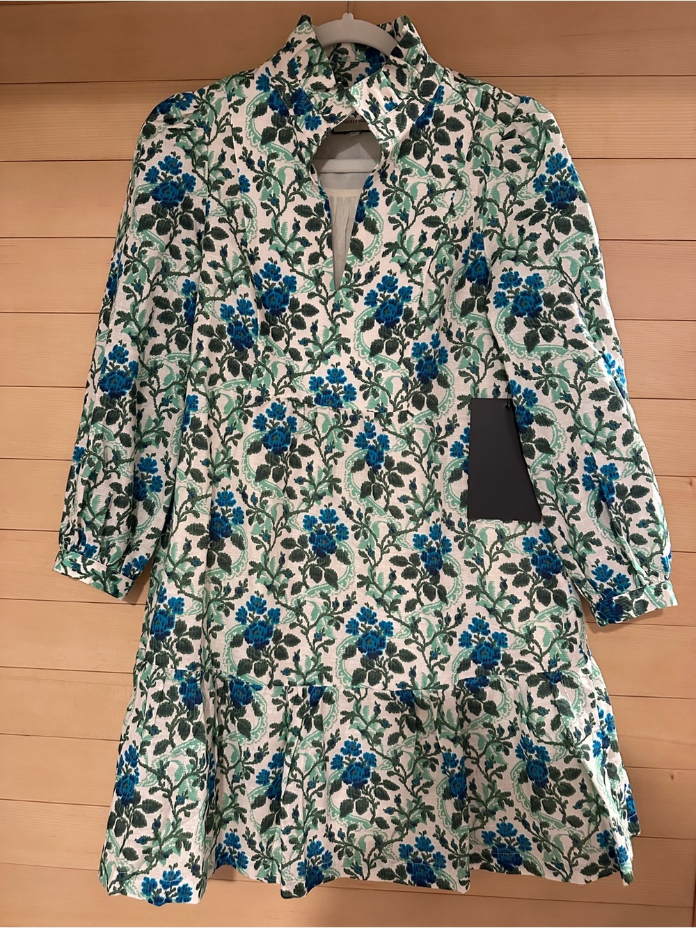 NWT Tuckernuck Palmerston Dress XS Green and Blue Floral Linen Dress